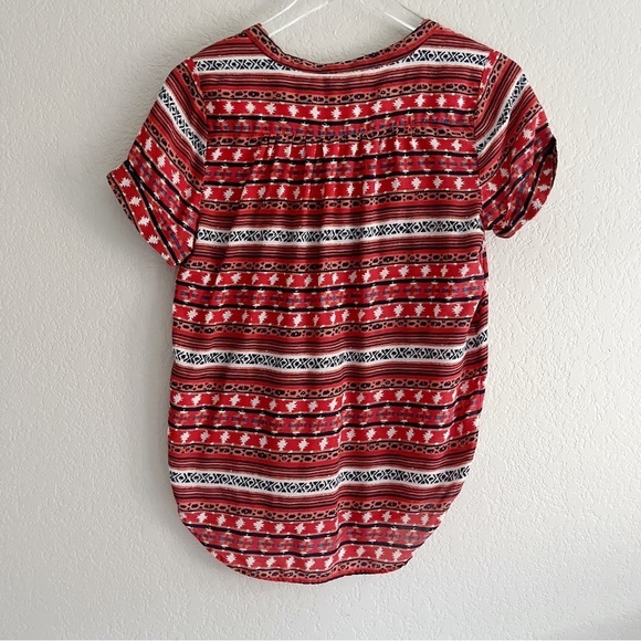 LUCKY BRAND Short Sleeve Aztec Tribal Print Blouse - Picture 6 of 11